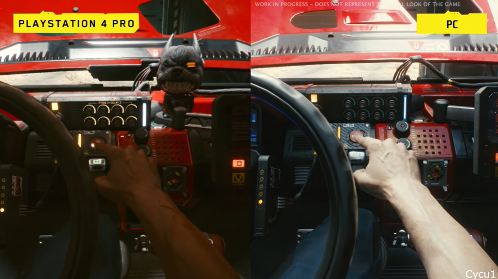 Cyberpunk 2077 esta comparacion de PS4 Pro PC puede