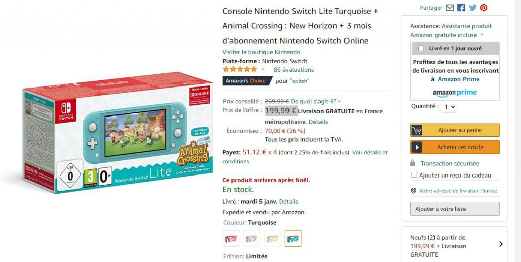 1608830466 582 ¡Precio roto en Nintendo Switch Lite Turquoise Animal Crossing