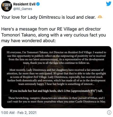 1612256826 535 Resident Evil Village el tamano de Lady Dimitrescu te sorprendera