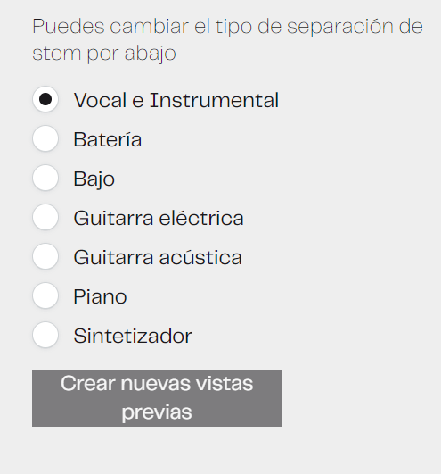 Lalal.ai Stems Choice