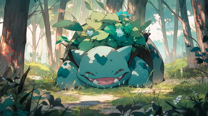 50 Pokémon si hubieran sido creados por Studio Ghibli 5 Herbizarre recreado por una IA en versión Ghibli.