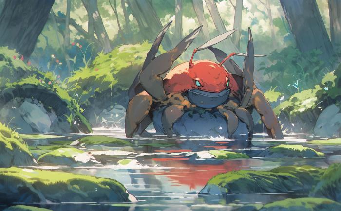 50 Pokémon si hubieran sido creados por Studio Ghibli 50 Parasect recreado en versión Ghibli por una IA.