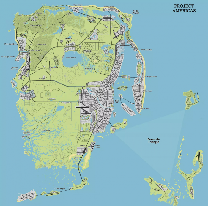 GTA VI: Rockstar habría ocultado el mapa de Vice City delante de tus narices todo el tiempo 4 Presunto mapa de GTA VI filtrado