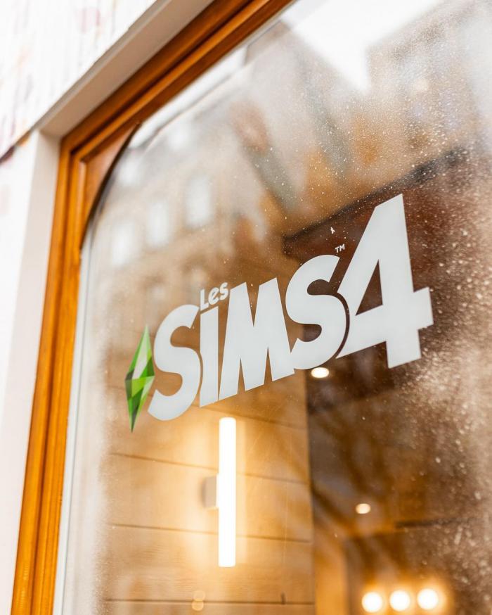 El logo de Los Sims 4 en la ventana.