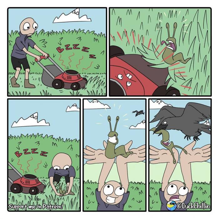 Tira cómica con un jardinero.