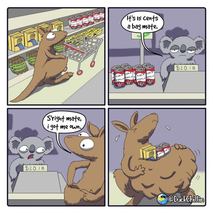 comic con un canguro