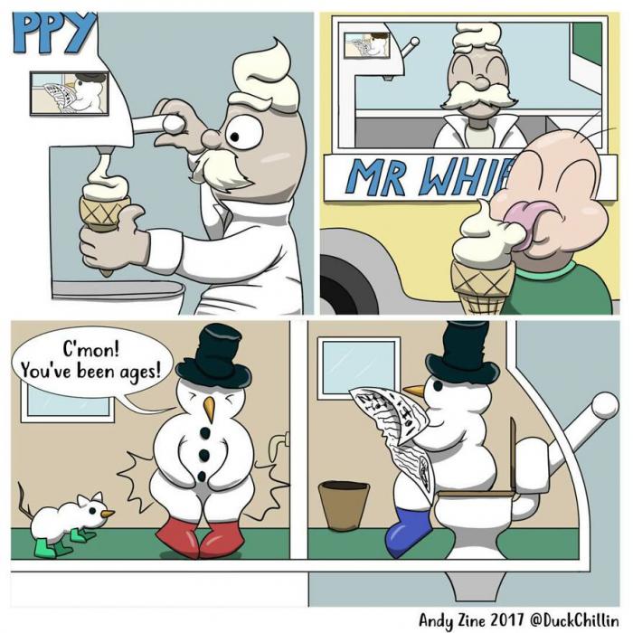 Cómic con un muñeco de nieve.