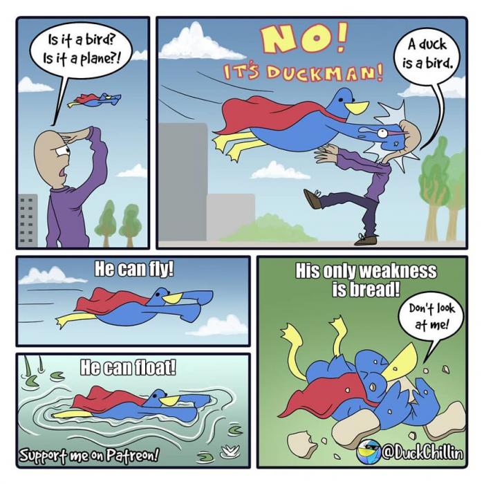 Cómic con un súper pato.