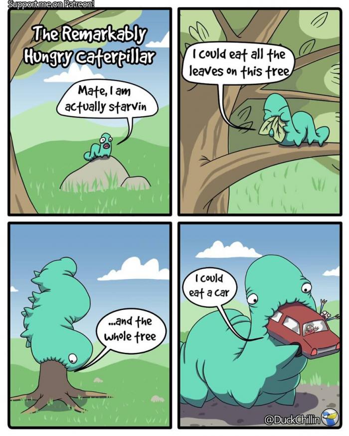 Cómic con una oruga