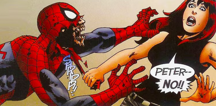 hombre araña zombie come mj