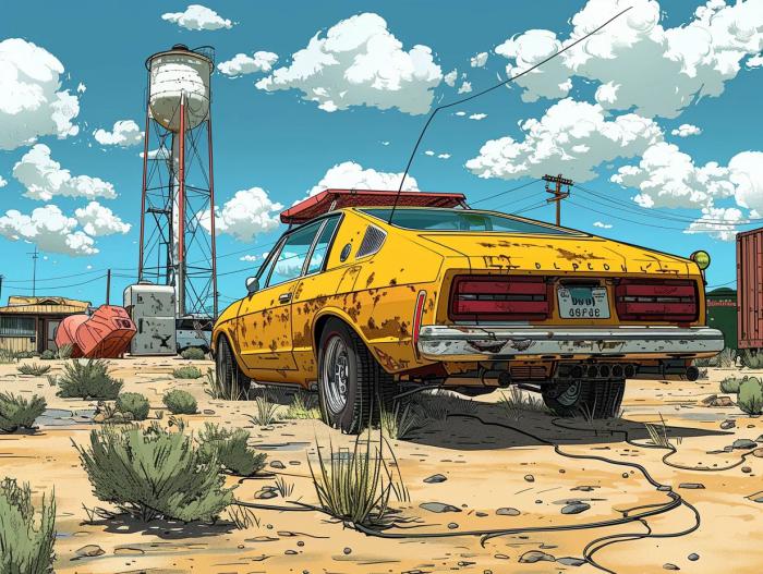 Breaking Bad: 10 imágenes al estilo Studio Ghibli 5 coche amarillo
