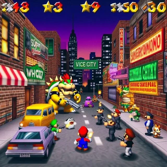 Mario contra Bowser en Vice City