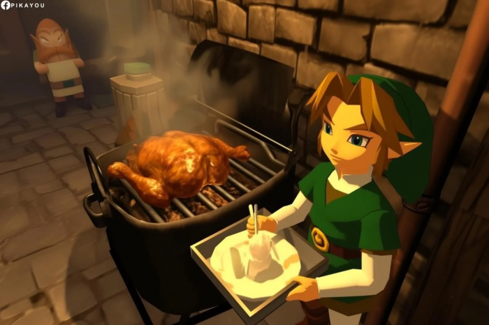 Link espera a que se cocine la cazuela. 