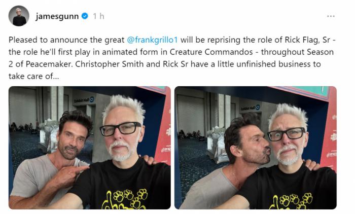 Publicación de James Gunn con Frank Grillo
