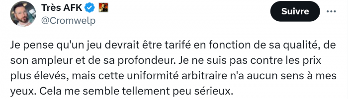 tweet sobre precios de videojuegos