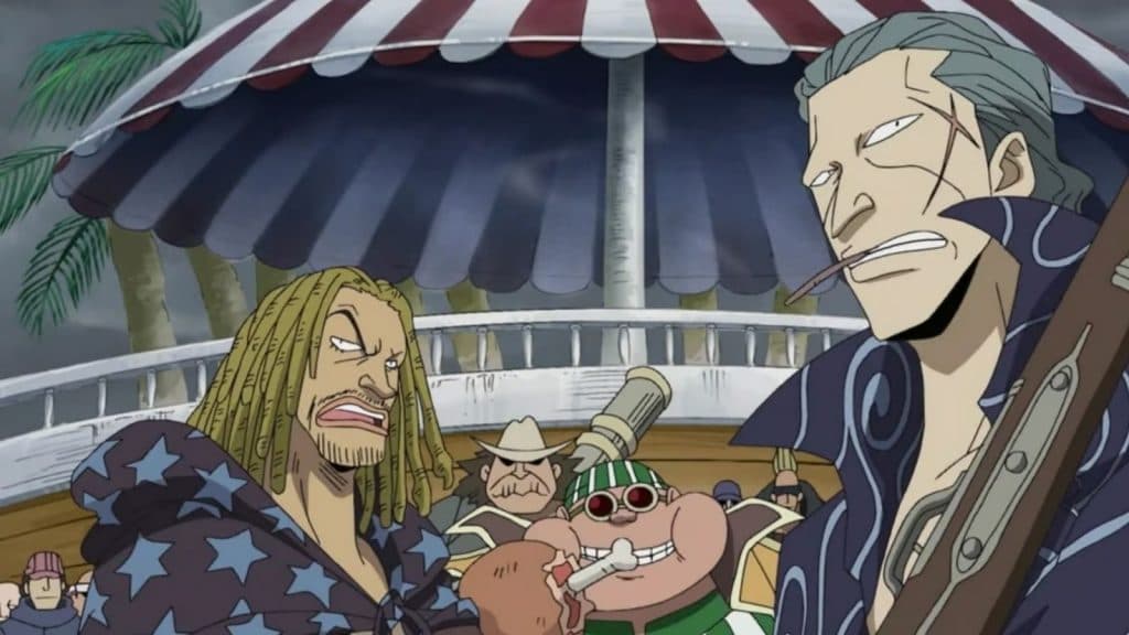 Yasopp, Lucky Roux y Benn Beckman de la Tripulación del Roux en One Piece