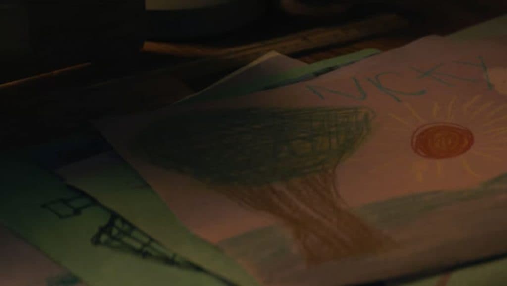 dibujos de niños firmados por "nicky" en Agatha All Along