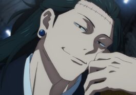 une femme (maki zenin) se retourne en souriant dans jujutsu kaisen