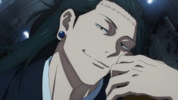 une femme (maki zenin) se retourne en souriant dans jujutsu kaisen