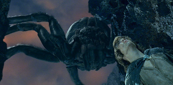 Shelob y Frodo en El Señor de los Anillos El Retorno del Rey