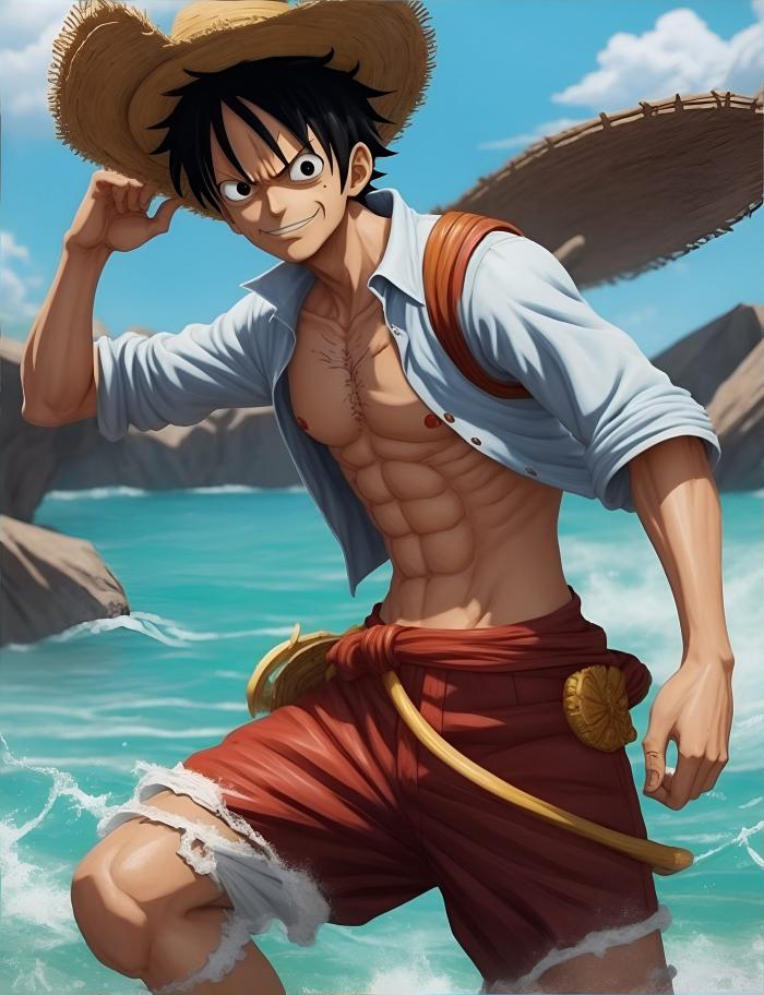 Luffy en el mar
