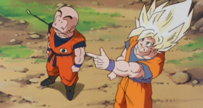 Goku le da a Cell un senzu