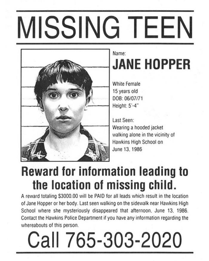 Aviso de investigación de Jane Hopper
