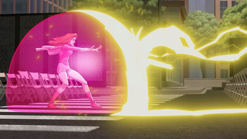 Atom Eve utiliza sus poderes en Invincible