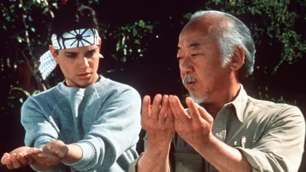 Miyagi y LaRusso en Karate Kid