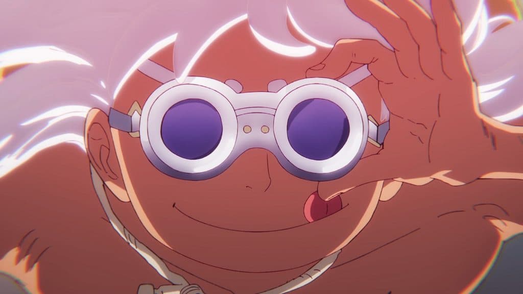 Luffy usando gafas protectoras durante Gear 5