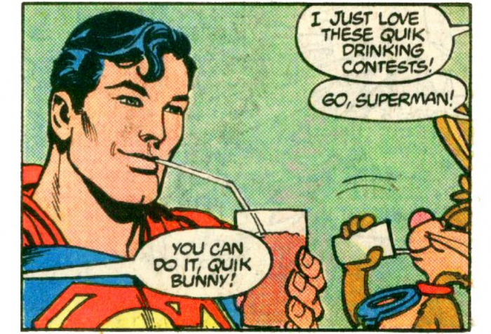 Superman conoce al conejito quik 
