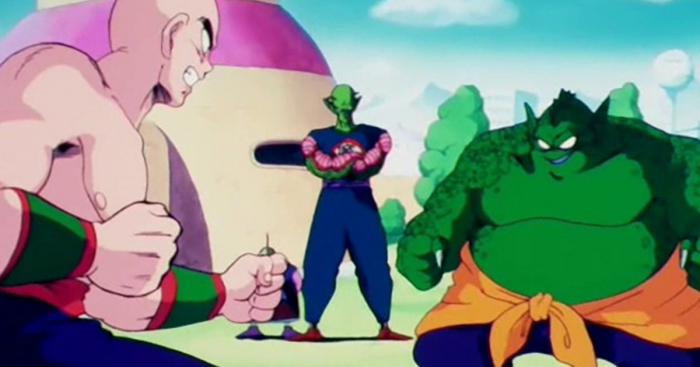 Tenshinhan opuesto a Piccolo Daimao y Drum