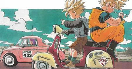 Gohan en un scooter