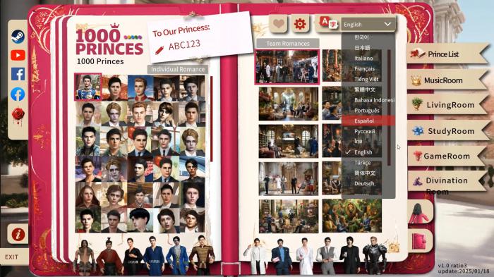 1000 príncipes: nacido para amarte en Steam