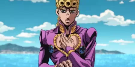 La extraña aventura de JoJo: el atuendo de este modelo está inspirado en el anime en la Gala Met 2025 5 Giorno Gionvanna